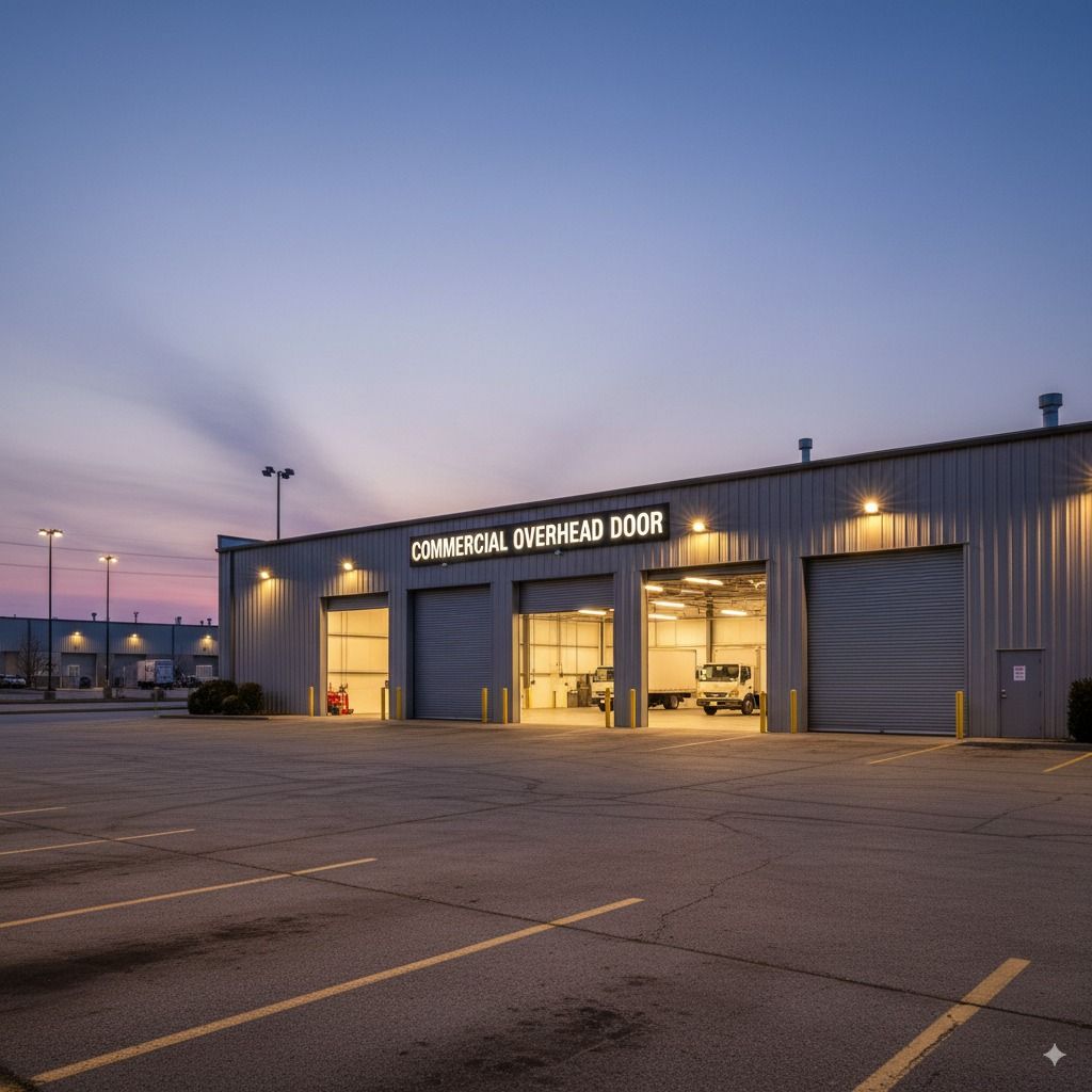 Commercial overhead door at a service bay